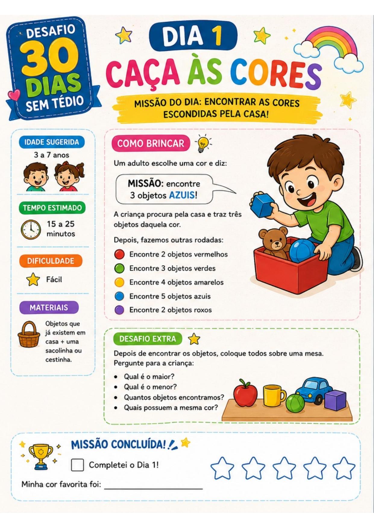Página Caça às Cores do material 30 Dias Sem Tédio