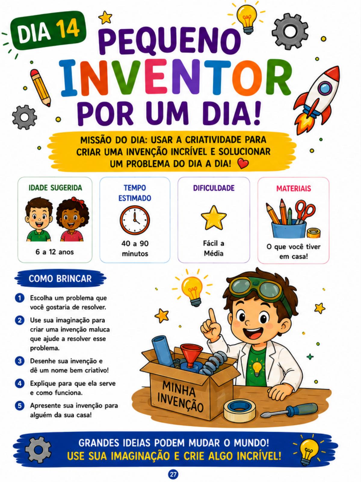 Página Pequeno Inventor — Dia 14 do material 30 Dias Sem Tédio