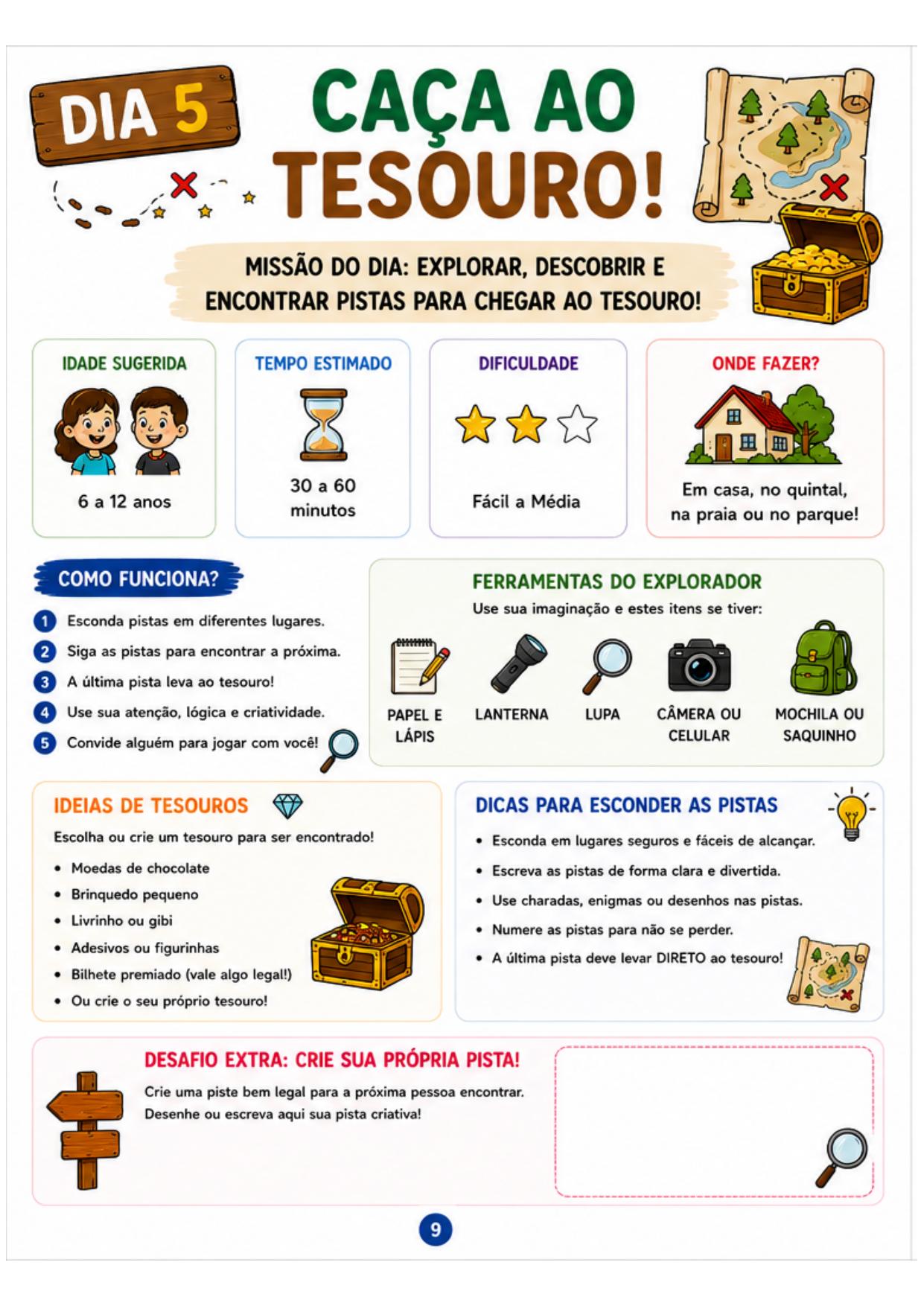 Página Caça ao Tesouro — Dia 5 do material 30 Dias Sem Tédio